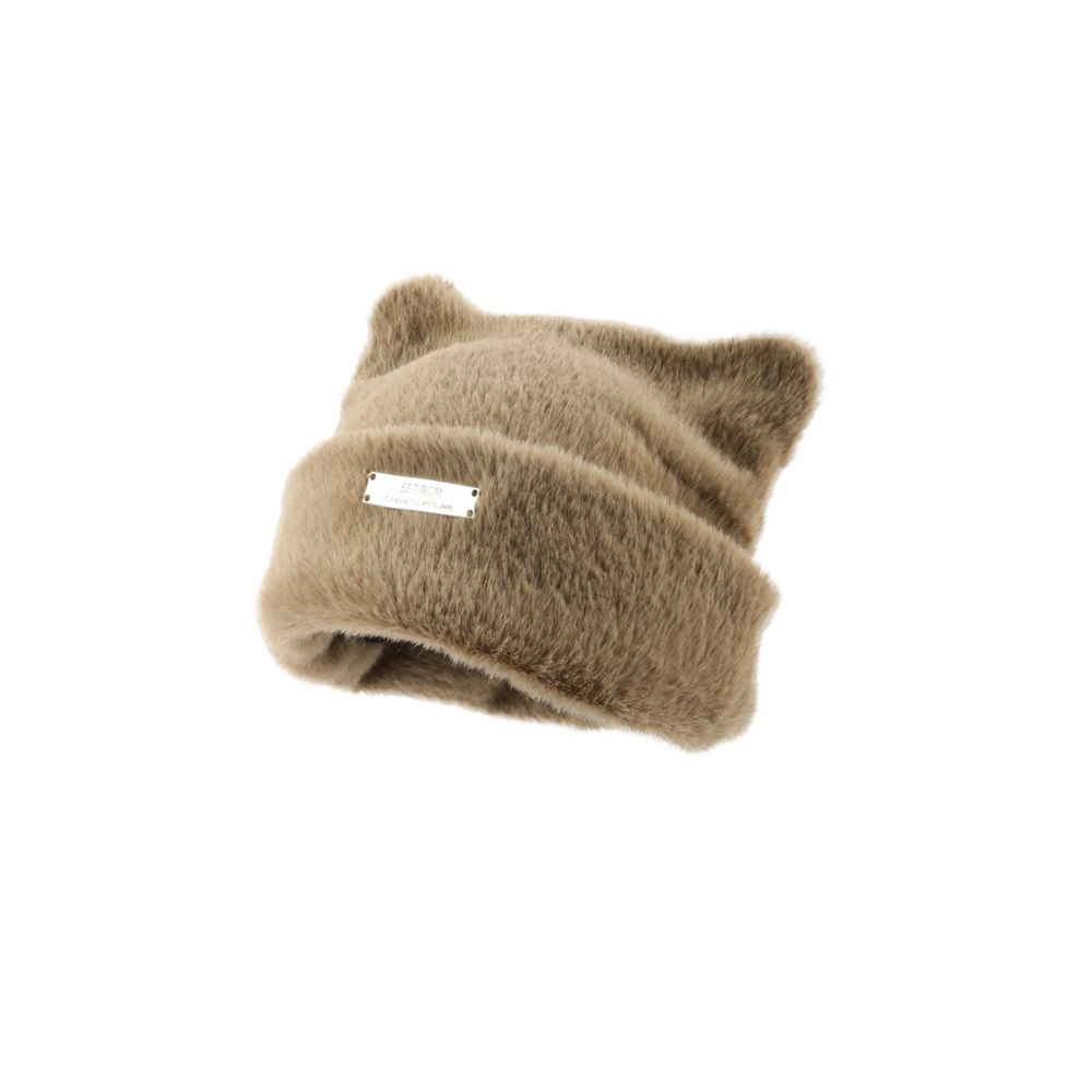 Korean Version Cute Cat Ears Imitation Mink Wool Knitted Hat Female Autumn Winter Thick Plush Warm And Soft