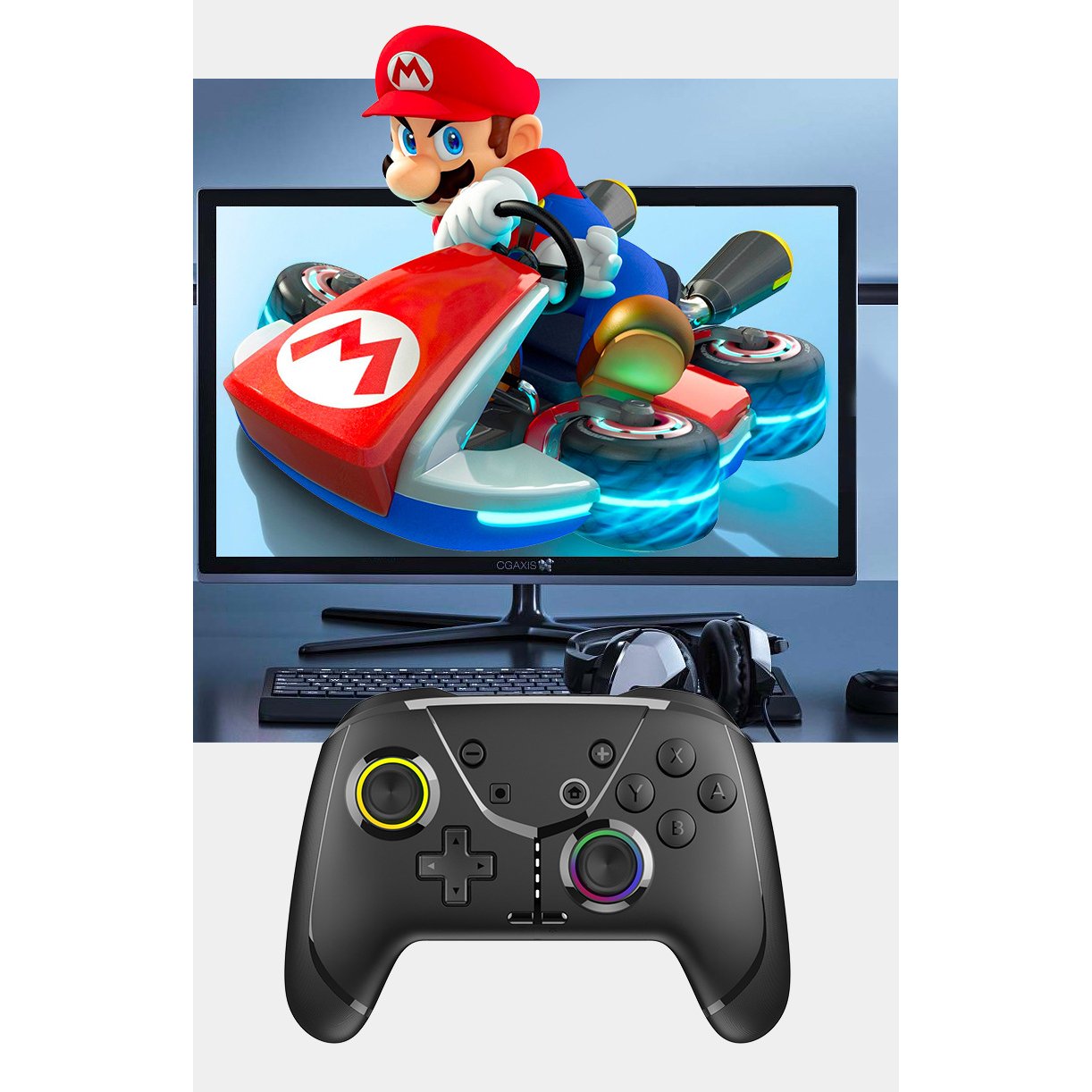 Wireless Pro Game Controller – Bluetooth Joystick Compatible with Switch 2 / Lite / OLED, iPhone, Android, PC, Mac, Steam, TV with Dual Vibration & Turbo Functions