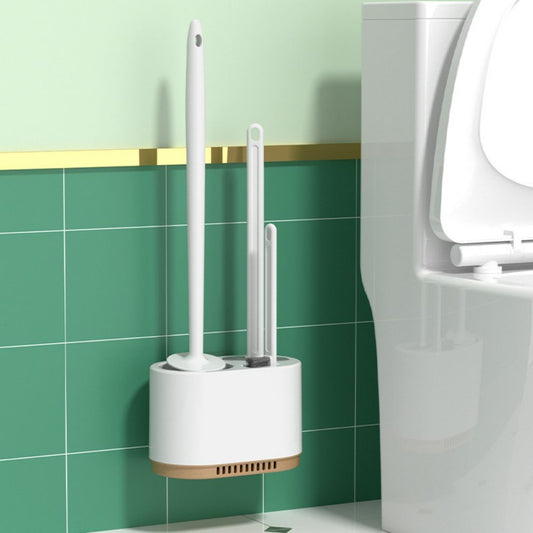 3pcs/set Wall Hanging Soft TPR Toilet Brush with Holder Set Luxury Silicone Handle Bristles Bathroom Cleaner Durable WC