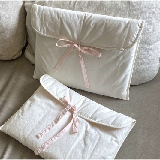 Laptop Bag Ins Korean Ballet Style Pink Bow Quilted Shock-Proof Liner Bag Suitable for 9.7 10 11 13-Inch