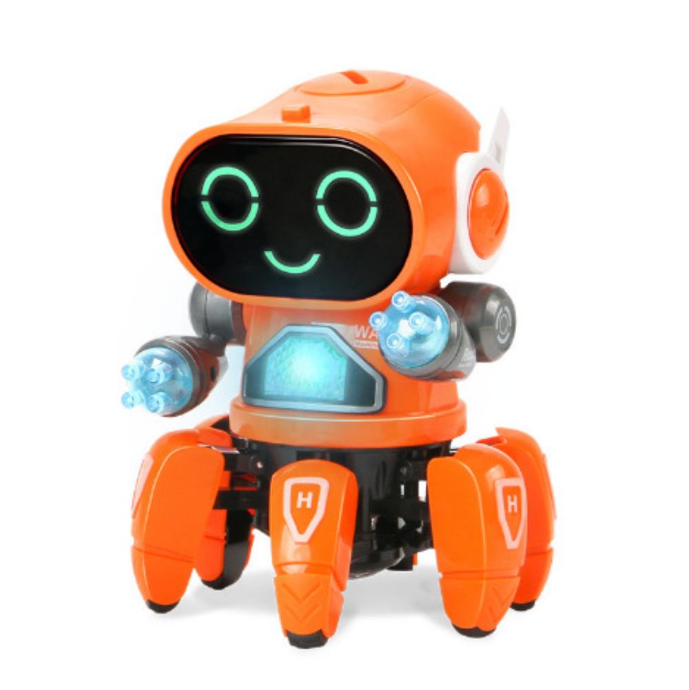 Dancing electric six claw fish steel robot light music toy remote control toy for children kids robot toy