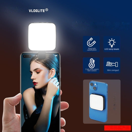 Magnetic Mini Selfie Light with Clip Set Rechargeable LED Cube Fill Light Vlog Video Light Compatible with MagSafe for IPhone Android