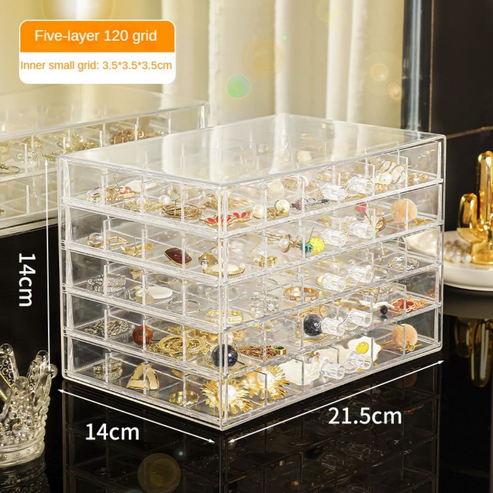 Transparent Jewelry Box Anti Oxidation Earring Storage Large Capacity Multilayer Separate Ring Necklace Storage Box