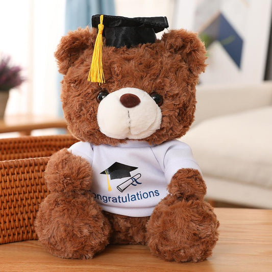 Graduation Plush Teddy Bear Graduation Teddy Bear Present Bear with Cap Soft Teddy Bear Toy for Middle High