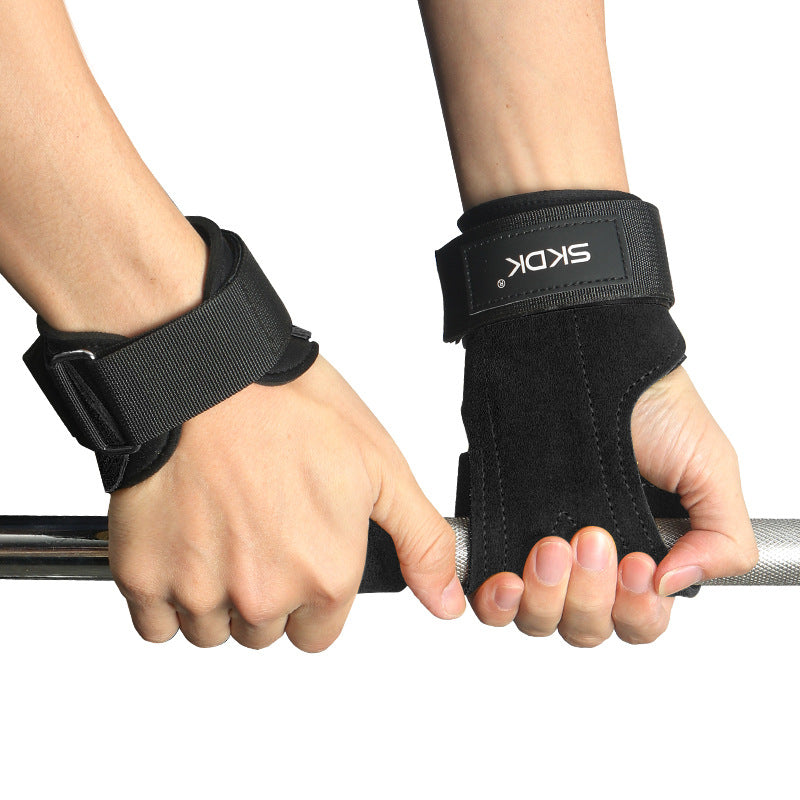 1Pair Cowhide Weight Lifting Grips Gymnastics Gloves Grips Anti-Skid Gym Fitness Crossfit Trainining Equipment