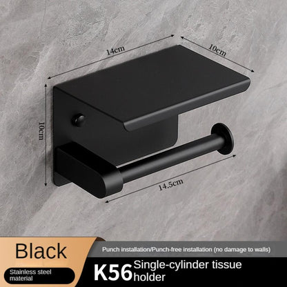 Toilet Paper Holder with Shelf Rustproof SUS304 Matte Toilet Paper Holder Wall Mount, Toilet Paper Roll Holder