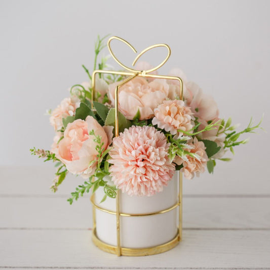 Nordic Artificial Flower Decoration Plastic Silk Flower Vase Home Decoration Furnishings Living Room Set Floral Set