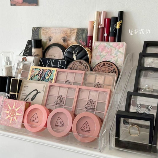 Ladder Eyeshadow Organizer Nail Polish Display Rack Desktop Transparent Acrylic Dresser Partition Makeup Storage Rack