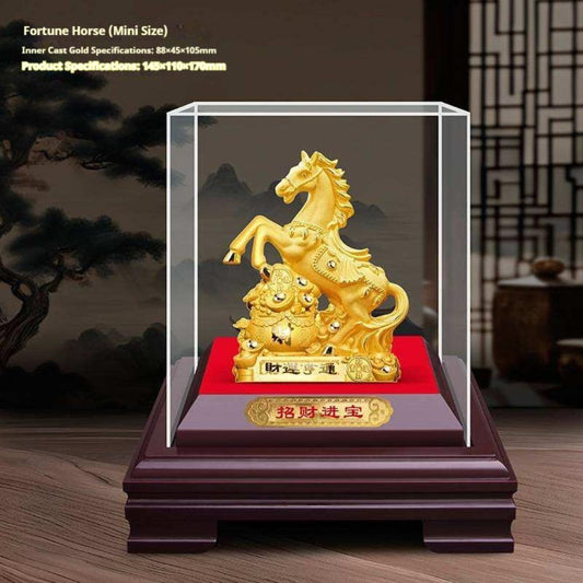 Golden Horse Figurine Bring Good Luck Wealth Chinese Style Horse Statue Fengshui Decoration Home Office Desktop Ornament