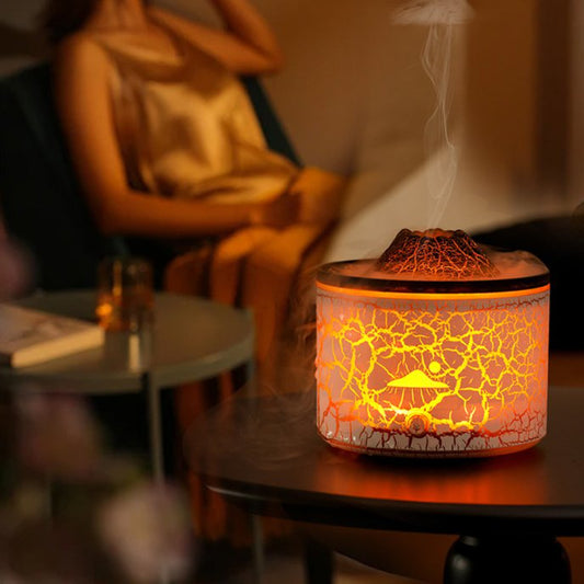 Volcano Fire Flame Air Mini Humidifier Aroma Diffuser Essential Oil with Remote Control Jellyfish for Home Fragrance Mist