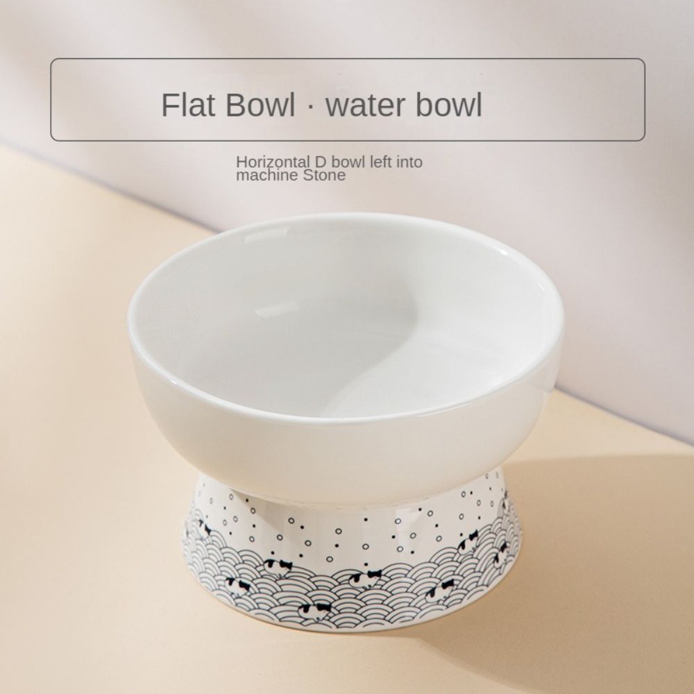 Japanese Style Ceramic Cat Bowl Double Food Dog Drinking Protect Cervical Spine Water Pet Supplies Bowl