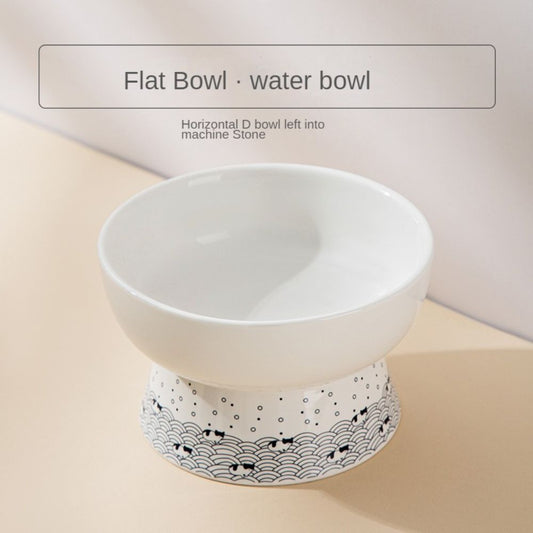 Japanese Style Ceramic Cat Bowl Double Food Dog Drinking Protect Cervical Spine Water Pet Supplies Bowl