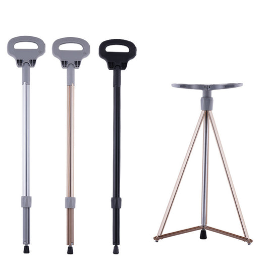 Multifunctional Trekking Poles Aluminum Alloy Trekking Stick Portable Cane Anti Skid For Travel Telescopic Leisure Stool Outdoor Supply