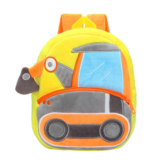 New Cute Cartoon Boy baby Excavator 3D Car Engineering Vehicle Plush Backpack Kids Kindergarten School Bag