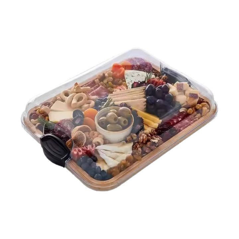 Large Charcuterie Plate with Lid, Easy to Carry Outdoor Clean Charcuterie Box,Meat Fruit Serving Tray Cheese Board Cheese Board with Clapboard, Bachelor Party, Holiday, Christmas
