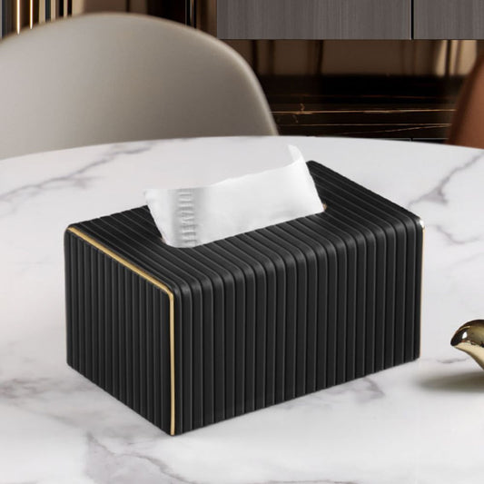 Luxury Classical Style Tissue Box Leather Cover Desktop Organizer Box Napkin Remote Control Storage Case Elegant