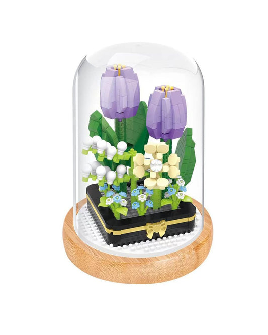 Nano Blocks Sunflower Tulip Daisy With LED Display Box Building Blocks Desktop Decor Creative Model Gifts Toys