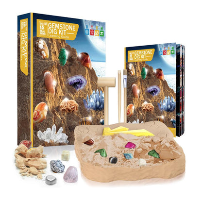 Gem Digging Kit for Kids, Gemstone Dig Kit, Gem Mining Tools, Excavate 15 PCS Gemstones, Educational Science Toy Gift