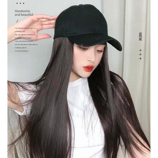 Female Wig Cap Peaked Cap Long Curly Wig Long Straight Wigs for Women Wig Hat Hair Extensions Natural Color and Texture
