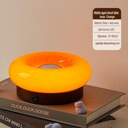 Internet Celebrity Ins Donut Touch Table Lamp Bauhaus Design Bedroom Bedside Ambience Light Solid Wood Charging Lamp