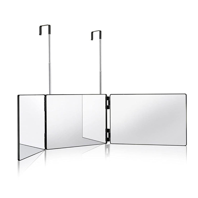 3 Way Mirror for Hair Cutting with Lights, 360 Trifold LED Lights Rechargeable Mirror for Hair Coloring, Braiding, DIY Haircut