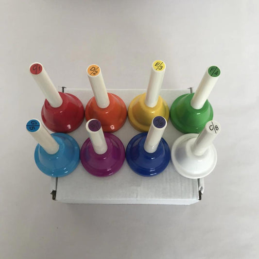 Colorful Hand Percussion Bells 8 Note Diatonic Metal Hand Bell Kit for Kids Musical Instruments Kids