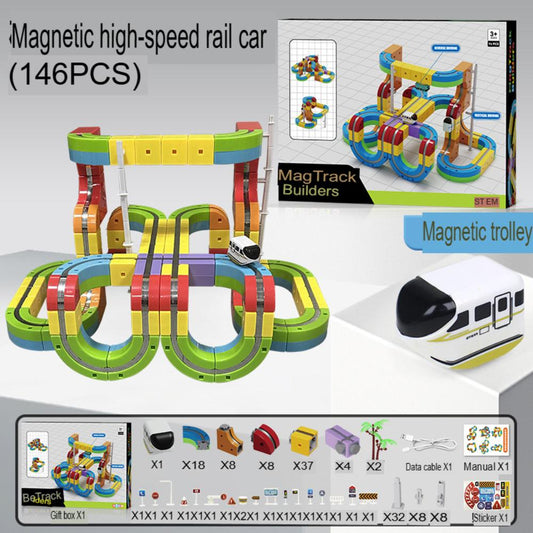Children's Magnetic Train Toy, Variety Magnetic Rail Car, Children's Birthday Gift, Magnetic Electric Train Track Toy