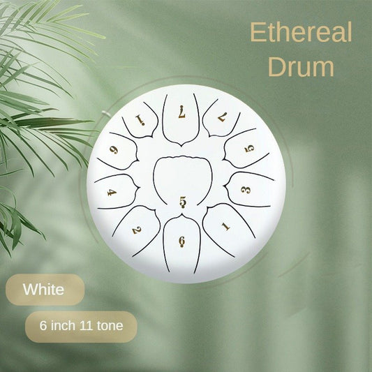 6 inch 11 Tone Steel Tongue Drum Hand Pan Drum Drumstick Percussion Music Instrument Tambourine Yoga Relaxation Glucopon Gift