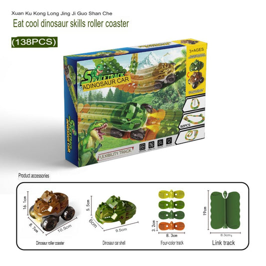 Kids Electric Rail Cars Toy Dinosaur Anti-Gravity Railcar DIY Assemble Small Train Track Puzzle Toy Dinosaur toy car