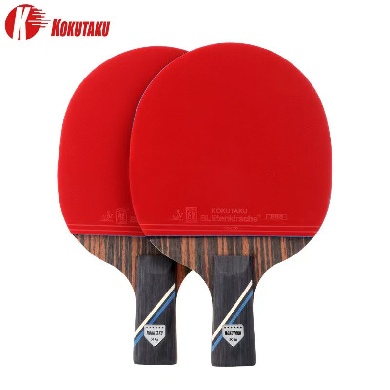 KOKUTAKU 6-Star ITTF Approved Table Tennis Bat Set, Carbon Ping Pong Paddle with 868 Double-Sided Rubber and Carry Case