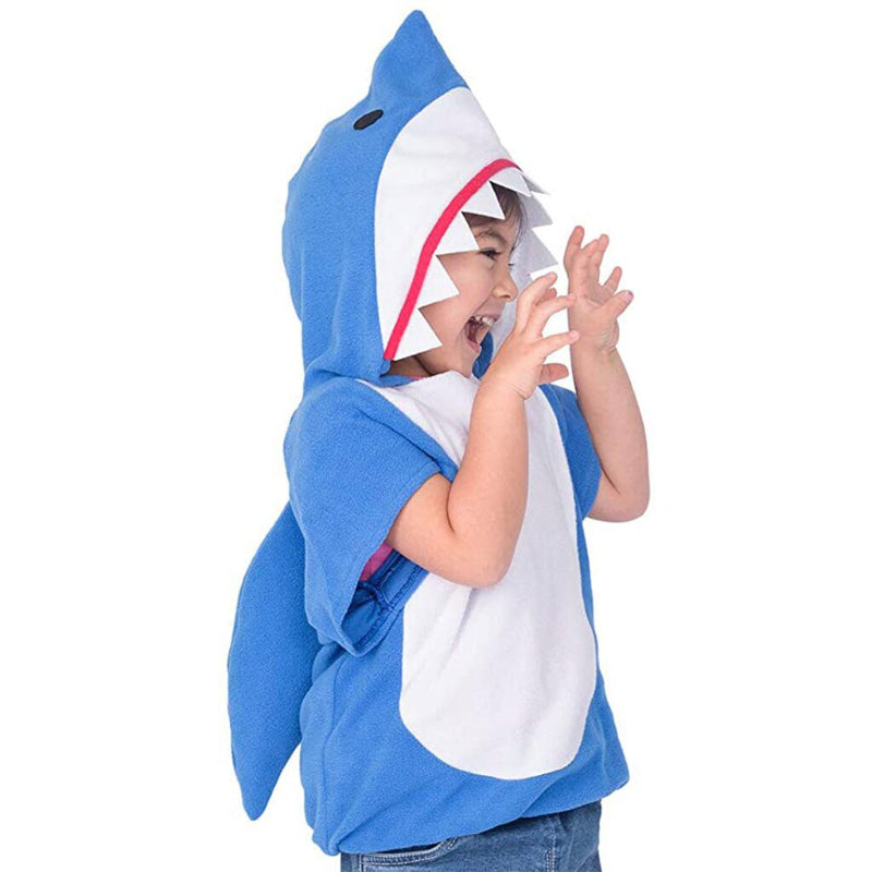 Fashion Kids Ocean Shark Jumpsuit Cosplay Shark Costume Stage Clothing Fancy Dress With Baby Cute Shark Bag Halloween Christmas Costume Prop