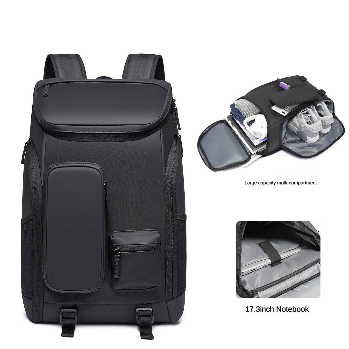 Travel Backpack Men 17.3-inch Laptop Backpack Multifunctional Fitness Sports Backpack Badminton Racket Bag Waterproof Large-Capacity College Student School Bag with Shoe Warehouse