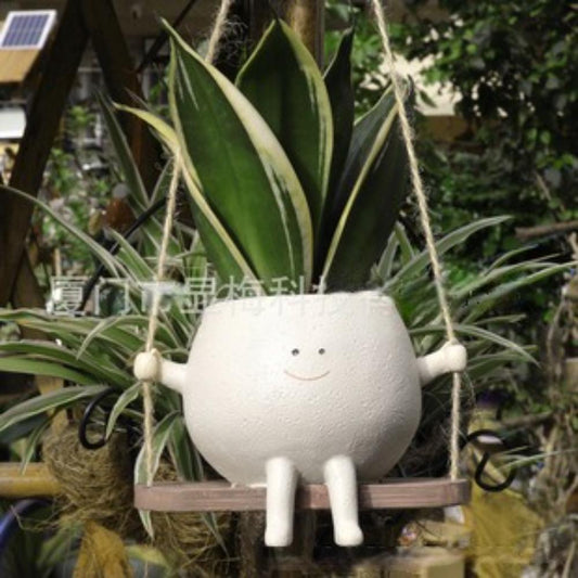 Swing Face Planter Pot Hanging Head Planter for Indoor Outdoor Plant Succulent Pots for String of Pearls Plant Live