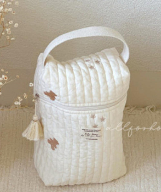 Mommy Bag Korea Style Bag Mommy Bag Large Capacity Zipper Bag Embroidery Cotton Mommy Bag Can Hang Stroller