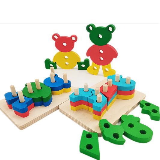 Montessori Toys for 18+ Months Old Boys Girls-Wooden Sorting & Stacking Toys for Baby Toddlers Educational Shape Color