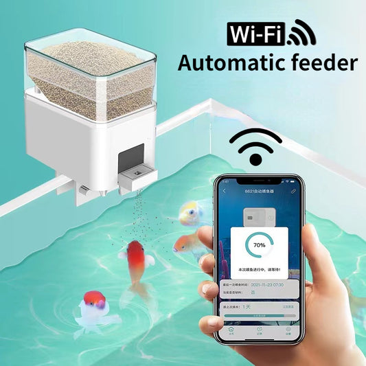 Automatic Fish Feeder App Control WiFi Auto Food Feeding for Everyday Travel Automatic Fish Feeder Smart Digital Fish Food Dispenser Timer Fish Feeder Auto Feeding for Fish Tanks
