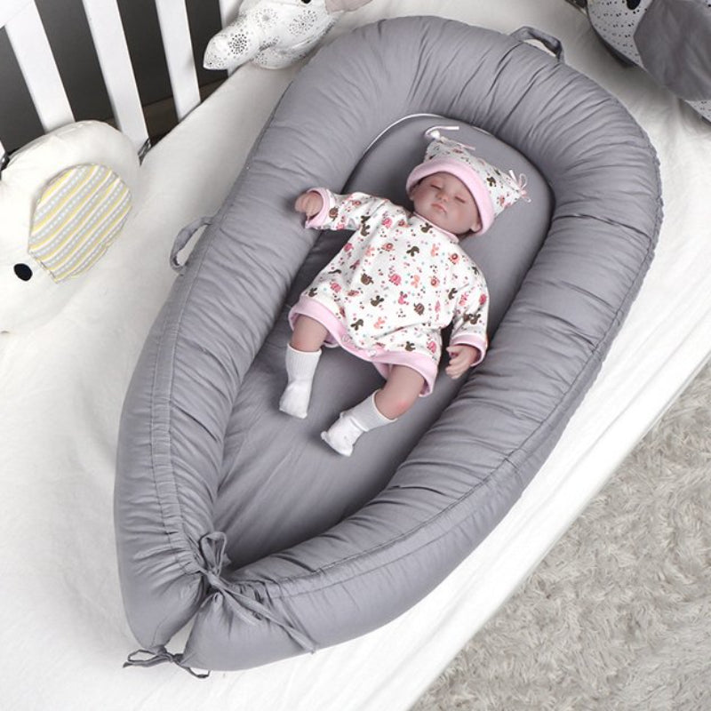 100% Cotton Plain Color Baby Sleeping Nest, Portable Baby Nest, Co-Sleeping Baby Bassinet, Newborn Baby Lounger Nest