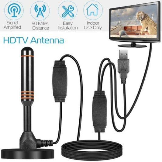 Hd Digital Indoor Amplified Tv Antenna 200 Miles Ultra Hdtv With Amplifier Vhf/uhf Quick Response Outdoor Aerial Set