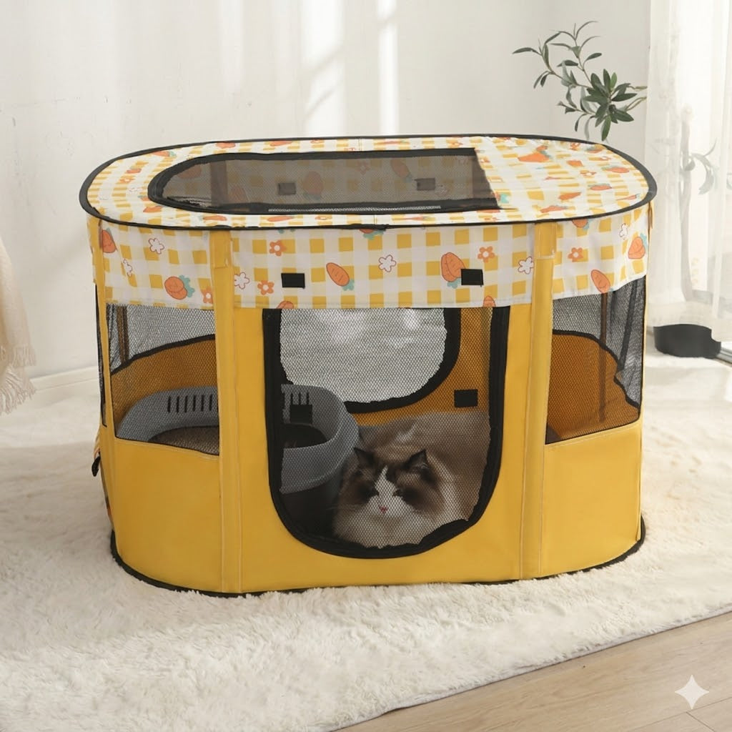 Portable Folding Cat Cage Tent House, Oxford Cloth Pet Enclosure, Indoor Outdoor Cat Delivery Room, Cat Kennel Playpen, Lightweight Travel Cat House