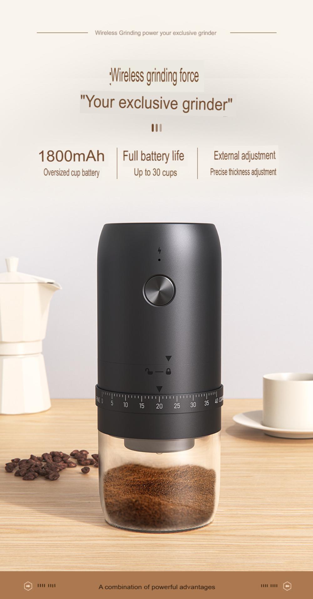 Portable Electric Burr Coffee Grinder, Small Electric Charging Mini Coffee Grinder with Multiple Grinding Settings