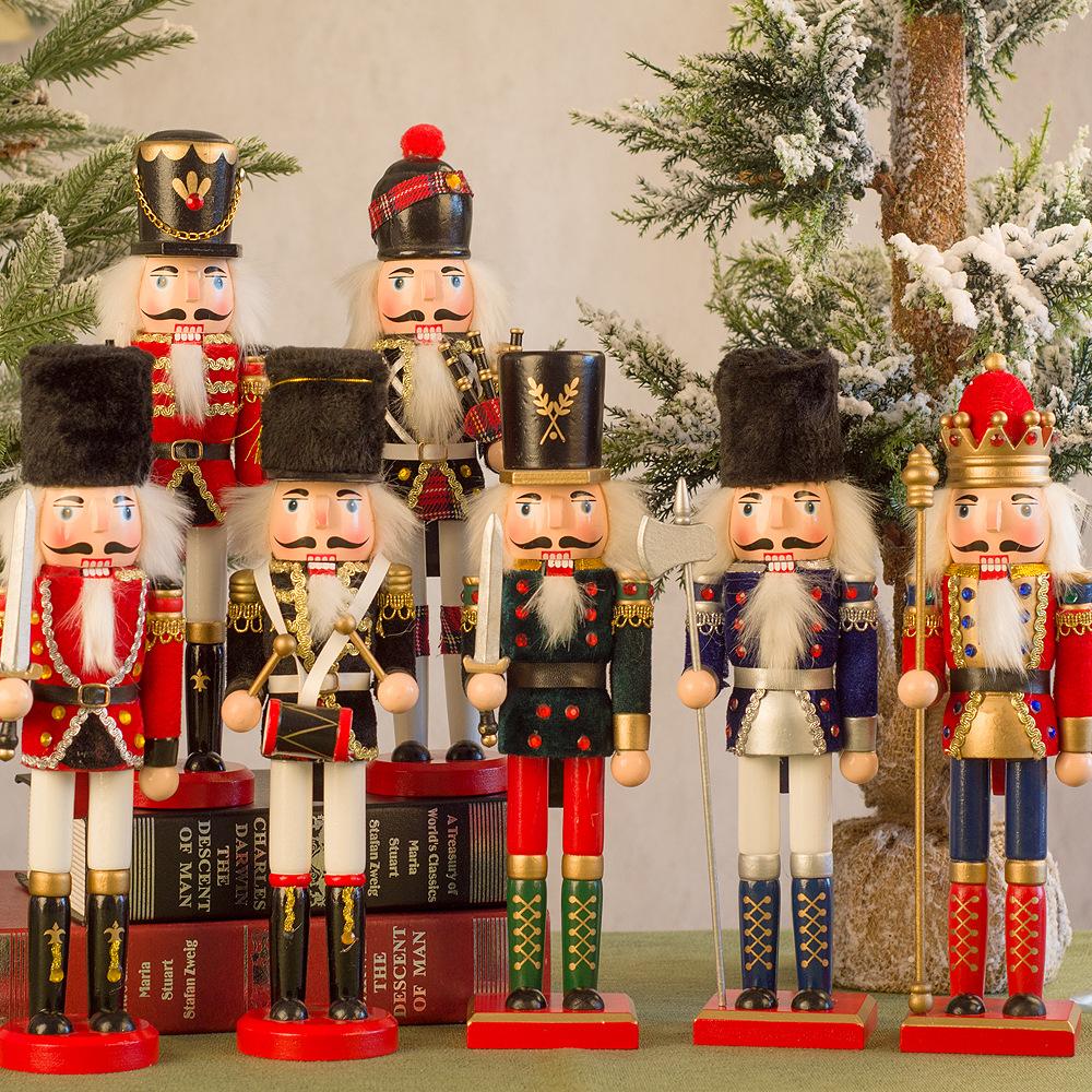 30cm Large Painted Christmas Holiday Wooden Nutcracker Soldier Xmas Gifts Nutcracker Puppet Soldier Creative decoration