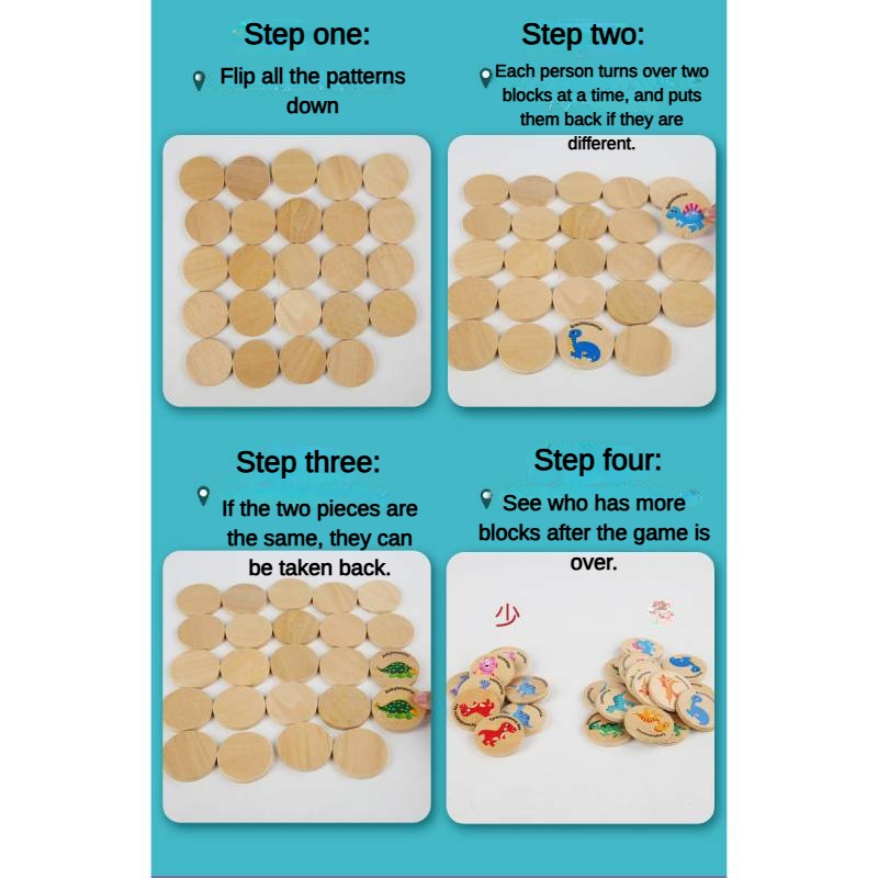 Children Wooden Toy Memory Find The Same Dinosaur Matching Jigsaw Puzzle Game Montessori Baby Educational Toys For Kids