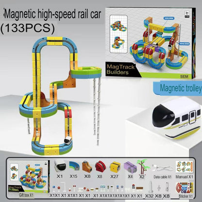 Children's Magnetic Train Toy, Variety Magnetic Rail Car, Children's Birthday Gift, Magnetic Electric Train Track Toy