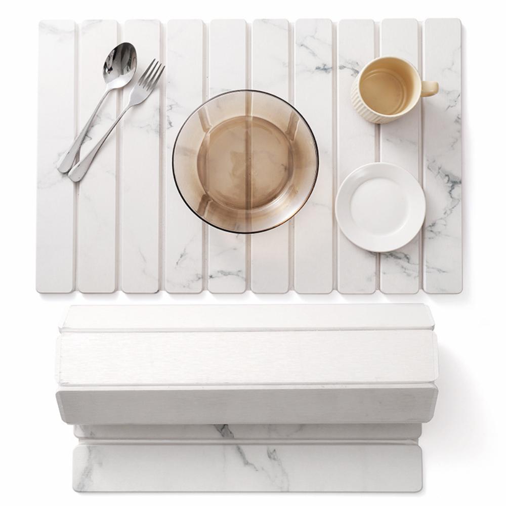 Diatomite Dish Drying Mat - Super Absorbent Foldable Kitchen & Bath Mat, Non-Slip Quick Dry Stone Table Decor for Dishes