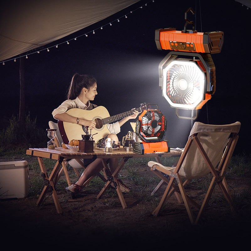 Camping Fan 20000mAh Rechargeable Outdoor Fan with LED Light Hook Remote Control Auto Oscillating