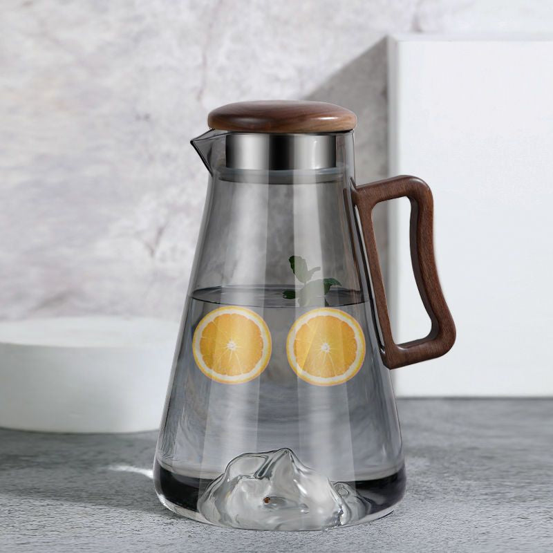 2L Heat Resistant Glass Water Pitcher with Handle, Thickened Glass Kettle Teapot, Juice Beverage Jug, Clear Water Carafe for Home Kitchen