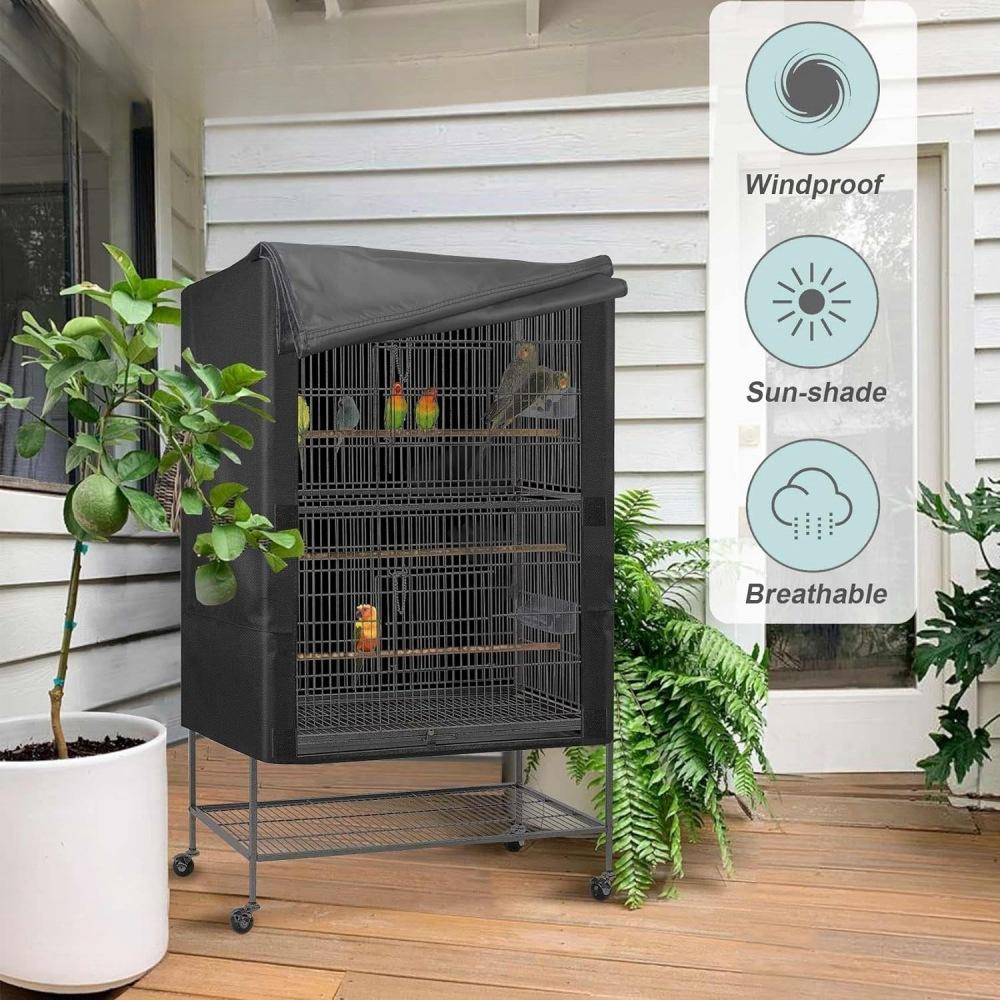 Pet Cage Cover Bird Cage Covers for Night Waterproof Dustproof Oxford Cloth Cage Cover Protective Bird Cage Two Handle