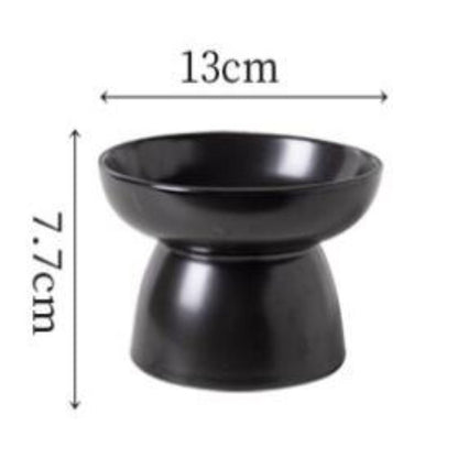 300ML Flat Cat Bowl Black Ceramic Bowl Pet Food Water Feeders Dogs Double Drinking Eating Feeding Bowls with Stand