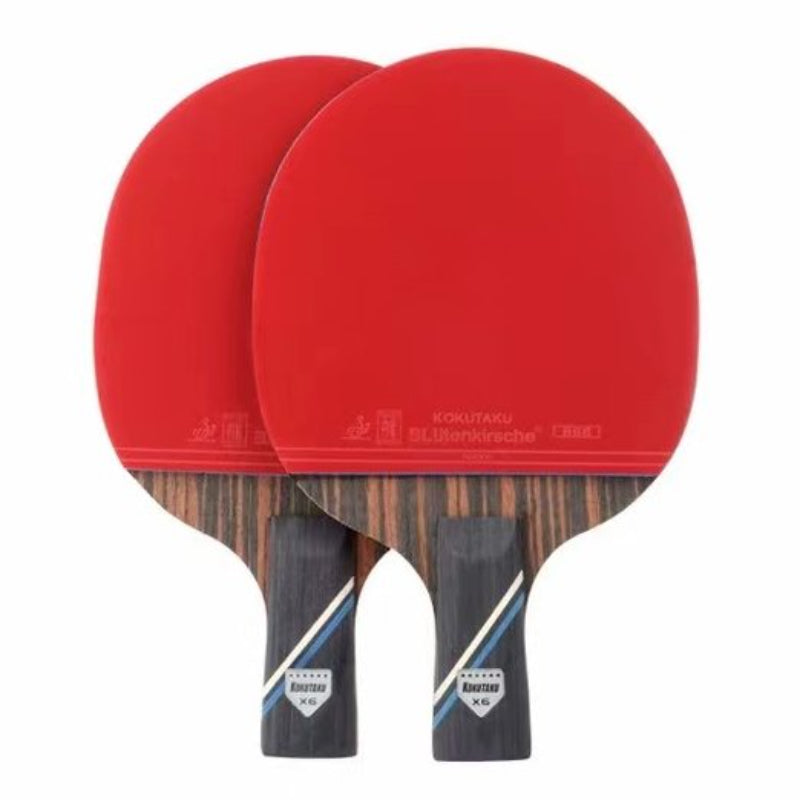 KOKUTAKU 6-Star ITTF Approved Table Tennis Bat Set, Carbon Ping Pong Paddle with 868 Double-Sided Rubber and Carry Case