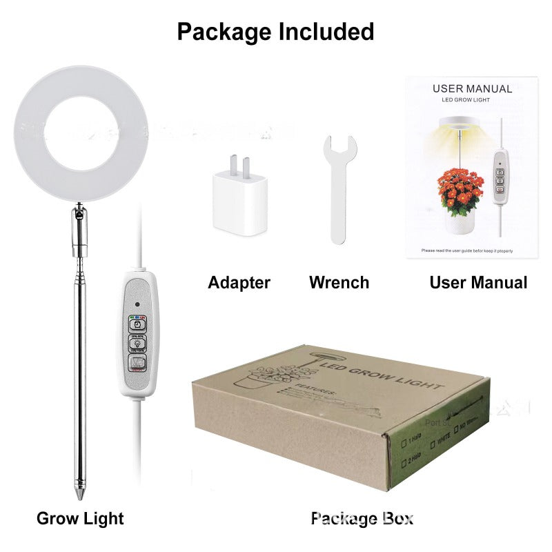 Dimmable Growing Lamp Timer Indoor Plants Grow Light Auto On/Off Portable Full Spectrum Adjustable LED Plant Light